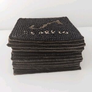 Pier 1 Glass Bead Astrology Horoscope Coasters Set of 12 Vintage Drink Bar Decor